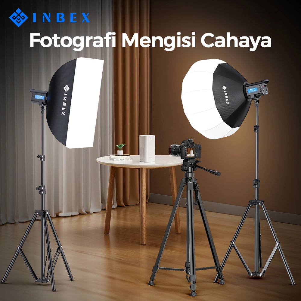 INBEX IL-100S Professional Fill Light Livestream Background Fil LIght Kit CRI 95 with 65cm Lantern Softbox / 60*90cm Softbox +2.8M Tripod For Studio Photography/Live streaming Lighting