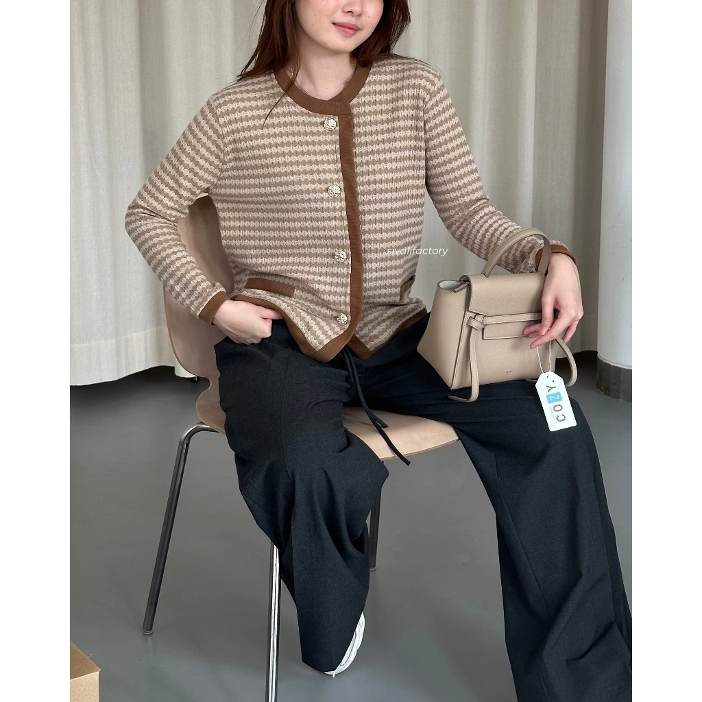 SIVALI Daphne Cardigan - Stripe Cardigan Korean Atasan Wanita - Outer Knit Lengan Panjang | 1300