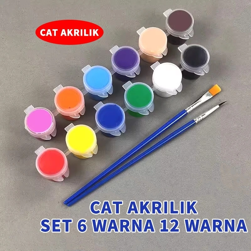 Cat akrilik Set 6 Warna 12 Warna/Cat Akrilik Kanvas Lukisan Kanvas Cat Cat Akrilik 3ml