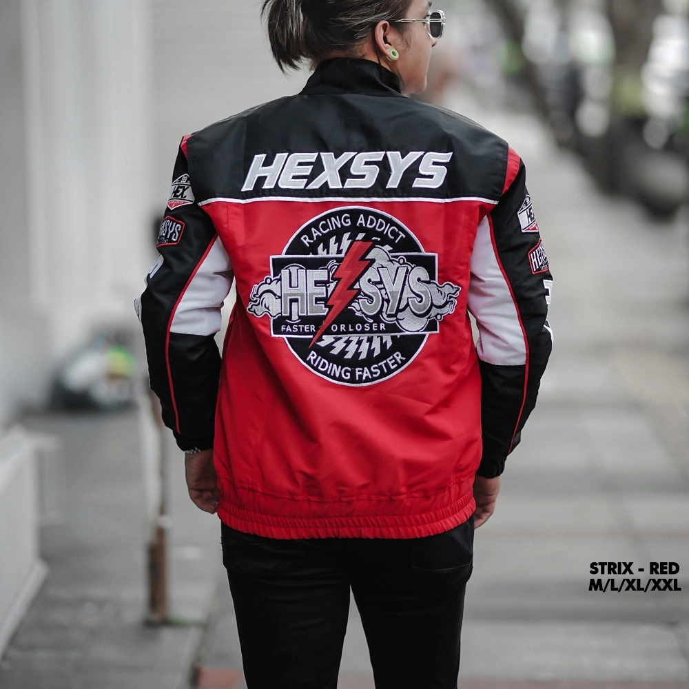 Bossque X Hexsys- Strix Jaket Motor Full Bordir Jaket Nascar Windbreake Bikers Racing Touring Bomber