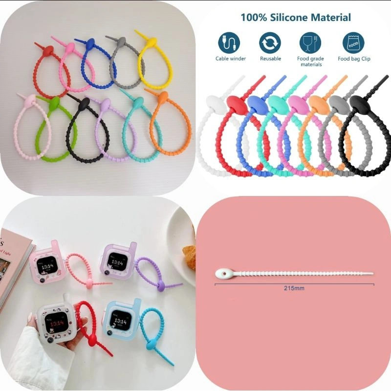 [1PCS] Pengikat Kabel Headset Serbaguna / Cable Tie Silicone Multifungsi Lucu untuk Kabel, Snack, Ganci, Tas & Organizer