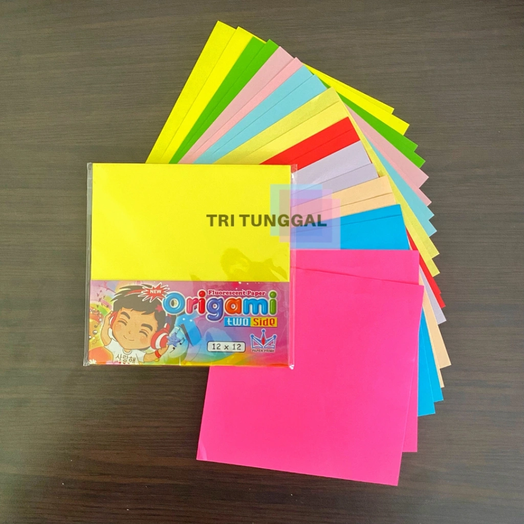 Kertas Lipat Origami 12x12 cm Papercraft Bolak Balik Warna Warni Perlengkapan Peralatan Sekolah School Stuff Stationery Tools Craft Crafting Prakarya Kertas 2 Sisi DIY Handcraft Art Color Toko Tri Tunggal Malang