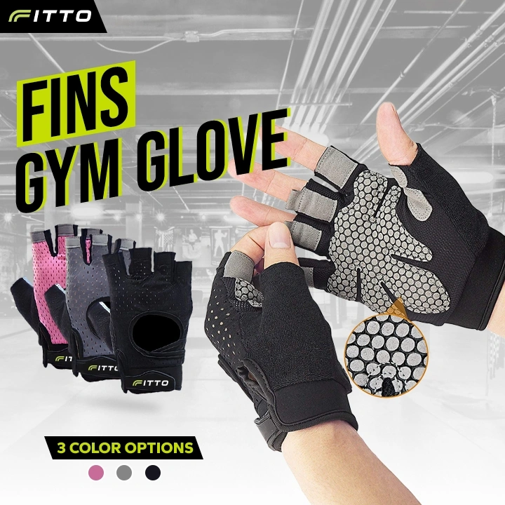 FITTO FINS Sarung Tangan Gym Fitness Olahraga Padded Gloves NON-SLIP
