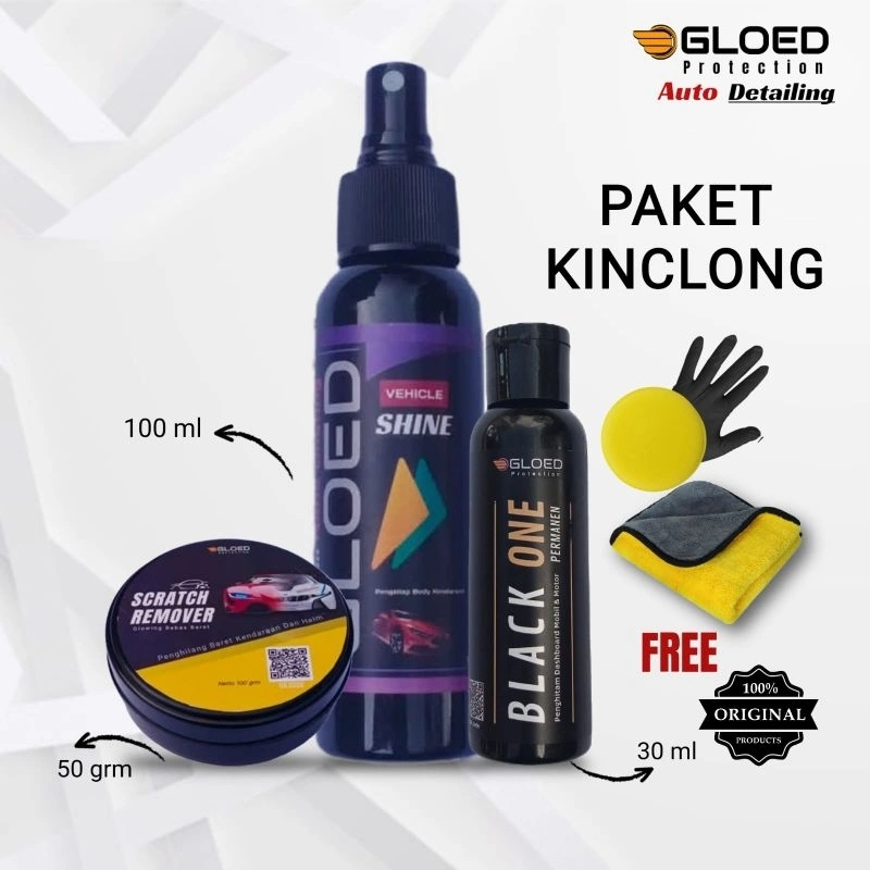 Gloed Paket kinclong/ Pengkilap/Penghitam/penghilang baret body motor mobil dan helm