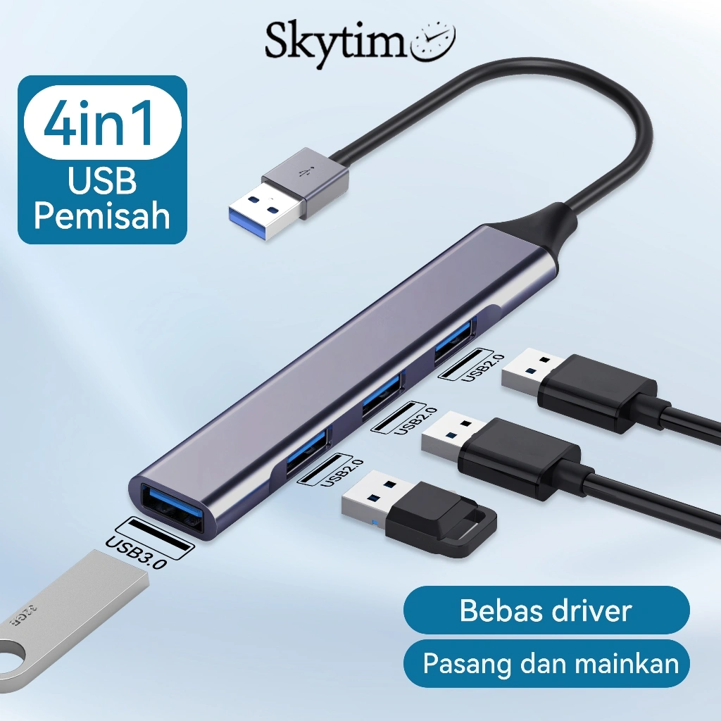 Skytime 4in1 USB Docking Station DS04 Adapter Multifungsi Hub Kabel Konektor For PC Laptop Phone
