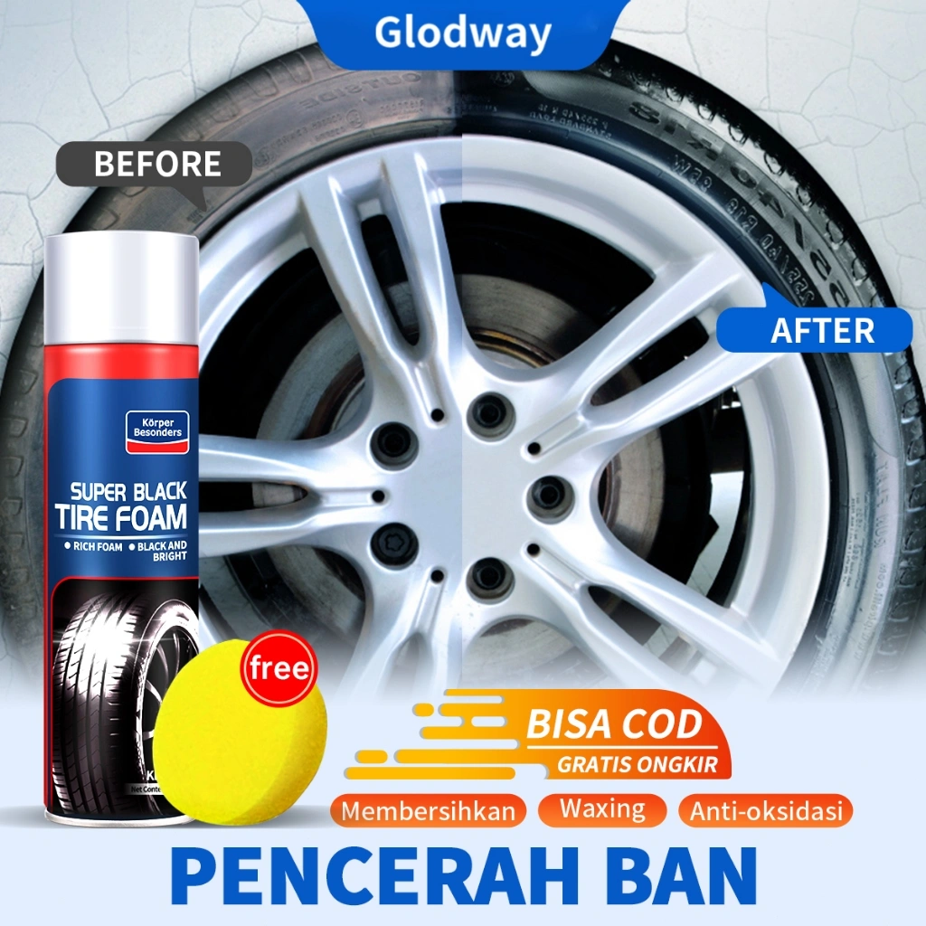 Bisa CODJanuari Promo Diskon 60% Untuk Waktu Terbatas Glodway Pembersih Dan Semir Ban Multifungsi Mobil Semprot Korper Besonders Pengkilat Motor Body Bodi Penghitam Permanen Penggilap Tahan Lama Tire Foam Car Interior Sofa Tas Clean Cairan Kit Super Black