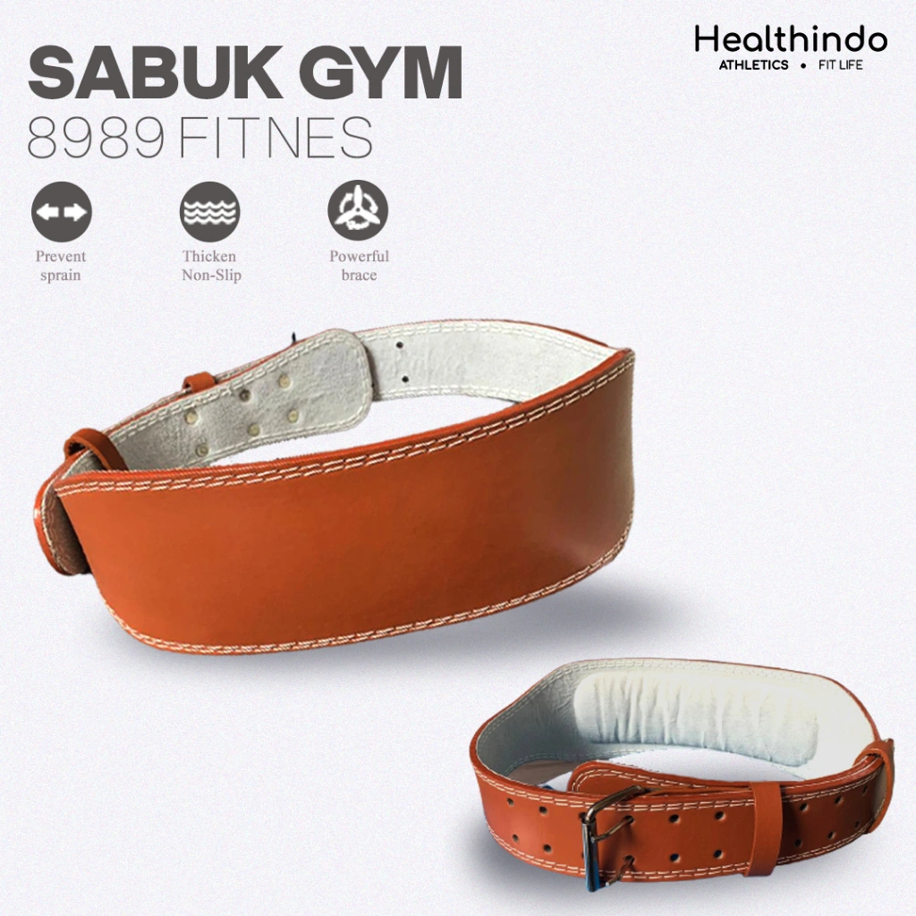Healthindo - Sabuk Gym Kulit | Sabuk Gym Fitness | Leather Weight Lifting Belt | Gym Belt DeadLift