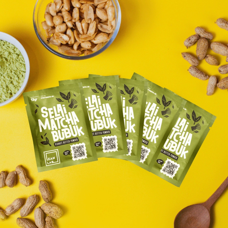 Lean Lab Selai Matcha 2GO (13gr x5) Peanut Butter Powder (Vegan, Gluten Free, Low Fat)