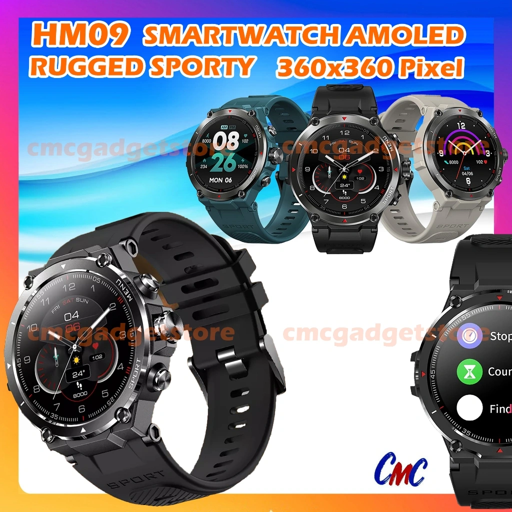 HM09 Smartwatch AMOLED 1.32 inch Display Outdoor Alternatif Zeblaze Stratos 2 Smart Watch Pria Wanita