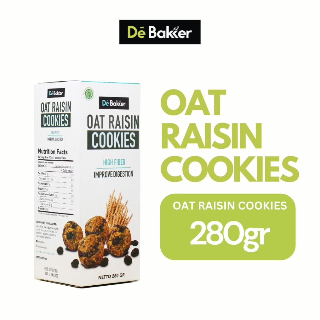 Debakker Bakery Oat Raisin Cookies Cemilan Sehat - Healthy Food - Diet Snack - Vegan Friendly - Bread Roti