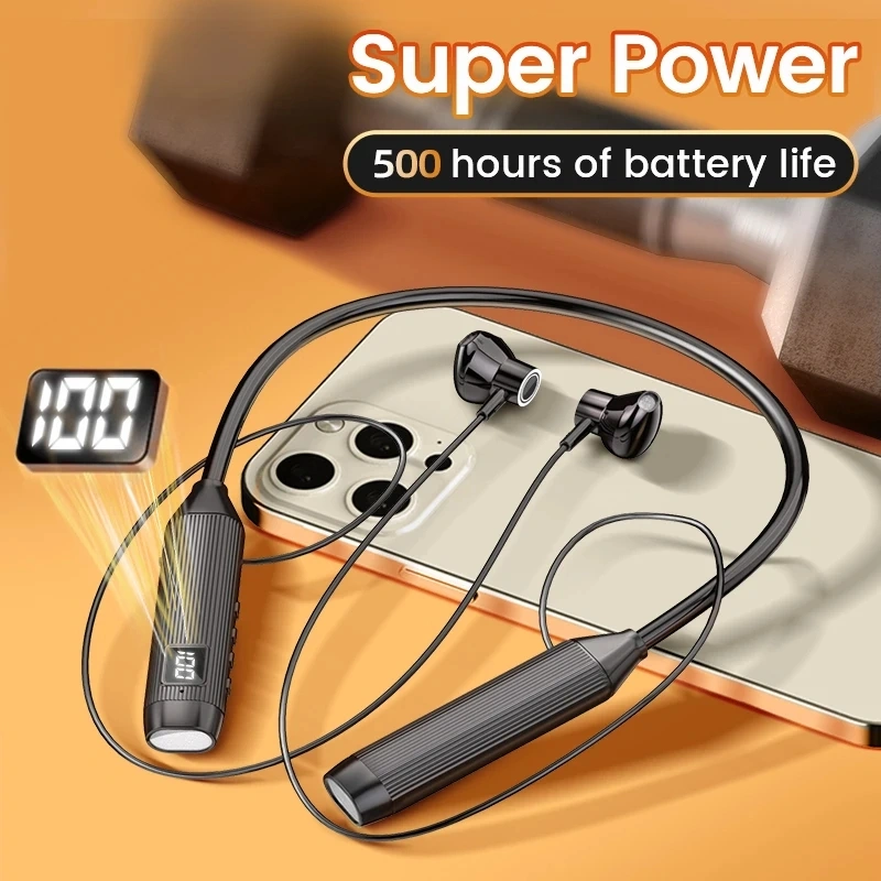 TWS Super Power Wireless Headphones Bluetooth Earphones Neckband Magnetic Earbuds LED Display Sports Headset Stereo With Mic