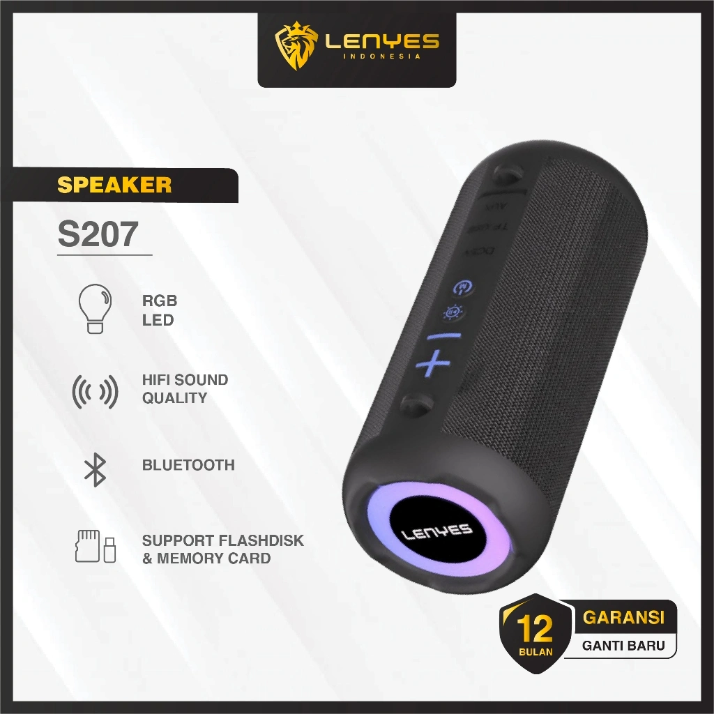 LENYES S207 LED Colorfull Lights Wireless Speaker Bluetooth 5.0 Portable Hifi Sound Quality TWS