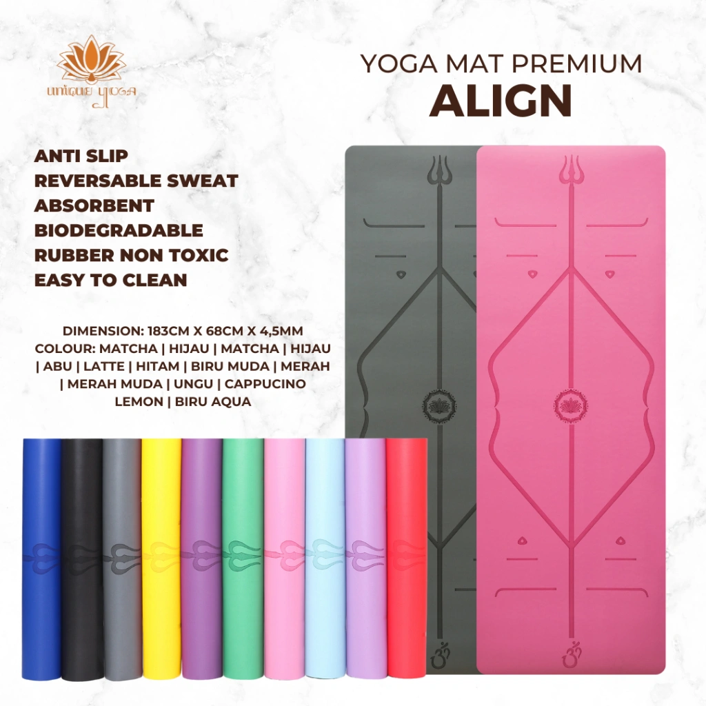 Matras Yoga Premium Align / Yoga Mat Premium Align Rubber / Yoga Mat Align / Alas Olahraga Berkualitas / 1set Matras Yoga & Tas / Alas Matras Pilates / Karpet Yoga / Karpet Pilates