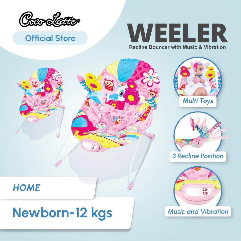 COCOLATTE Recline Bouncer with Music & Vibration Weeler Pink