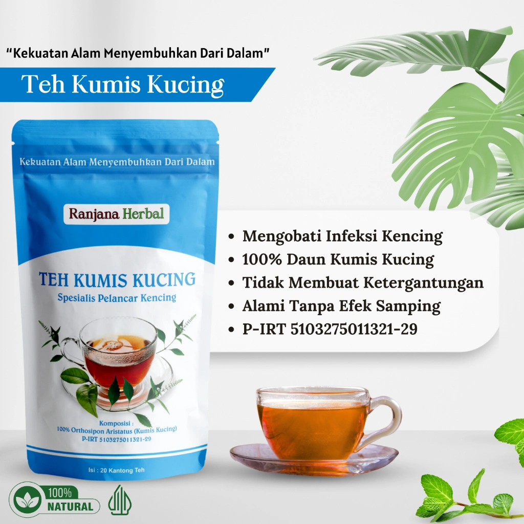 Ranjana Herbal Teh Celup Kumis Kucing Obat Kencing Pipis Netes Berbusa Berdarah Nyeri Panas Batu Kantung Kemih Aman