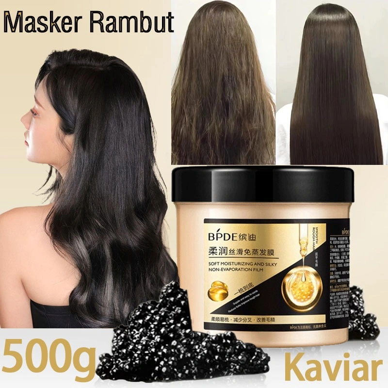 Masker Rambut Caviar 500g untuk Perbaikan Rambut Rusak dan Kering, Perawatan Masker Rambut Lembut