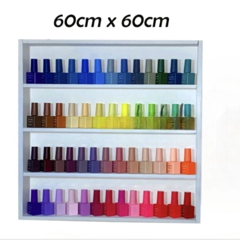 Rak Dinding Susun Nail Art Rak Nail Polish Rak Kosmetik Rak Tempat Mainan Lego Gantung 4 Susun Tegak - 60x60