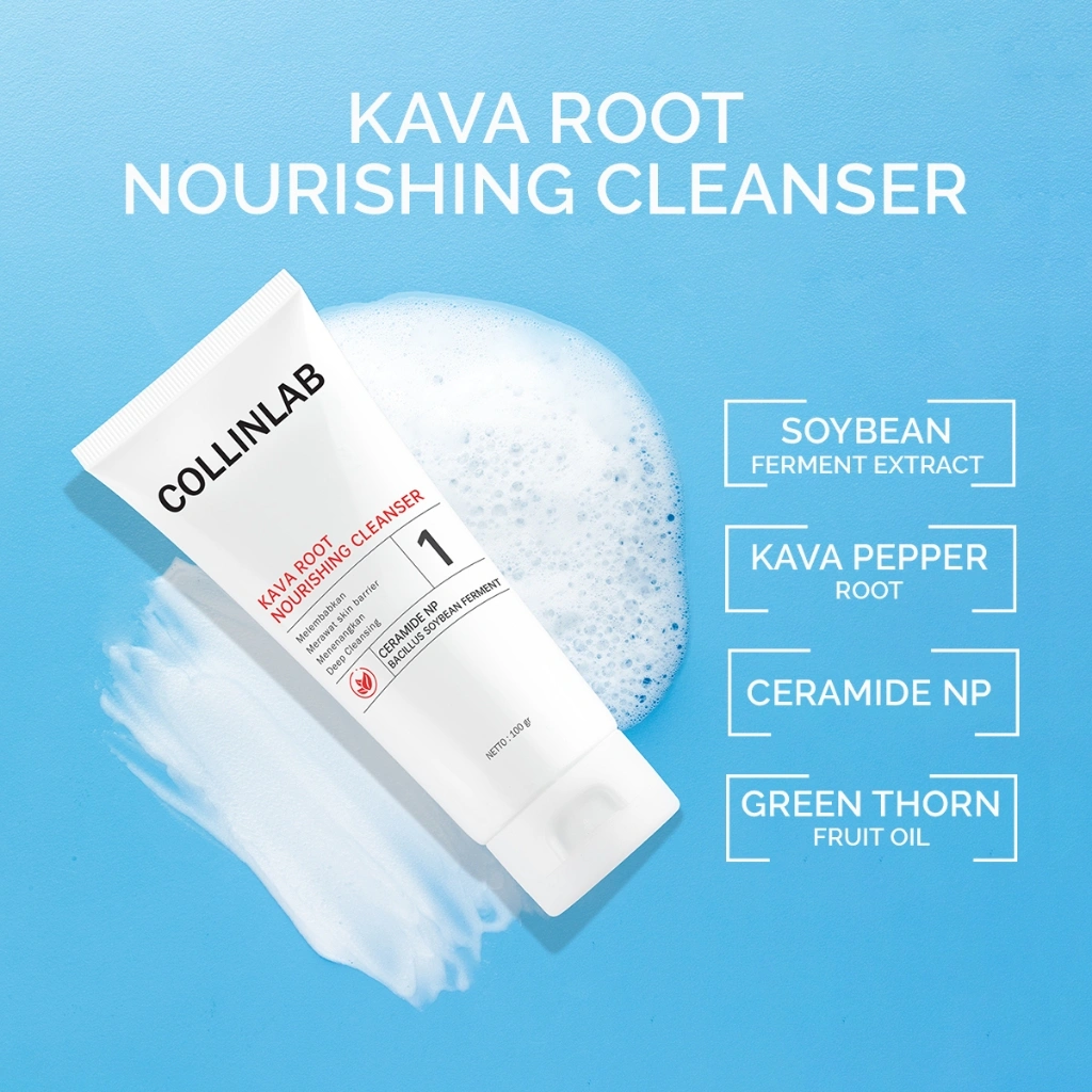 COLLINLAB - Kava Root Nourishing Cleanser 100Ml | Facial Wash Cleanser Face Wash Sabun Cuci Muka Acner Glowing Barrier Anti-Aging