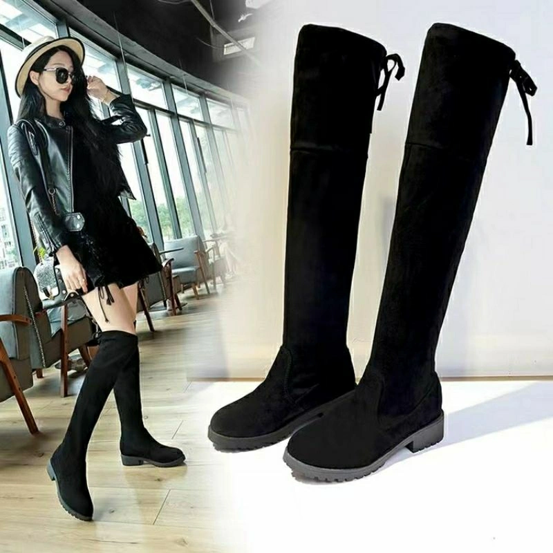 Sepatu Over Knee Boots Flats Wanita Korea Style Fashion B25 SIZE 35 ONLY