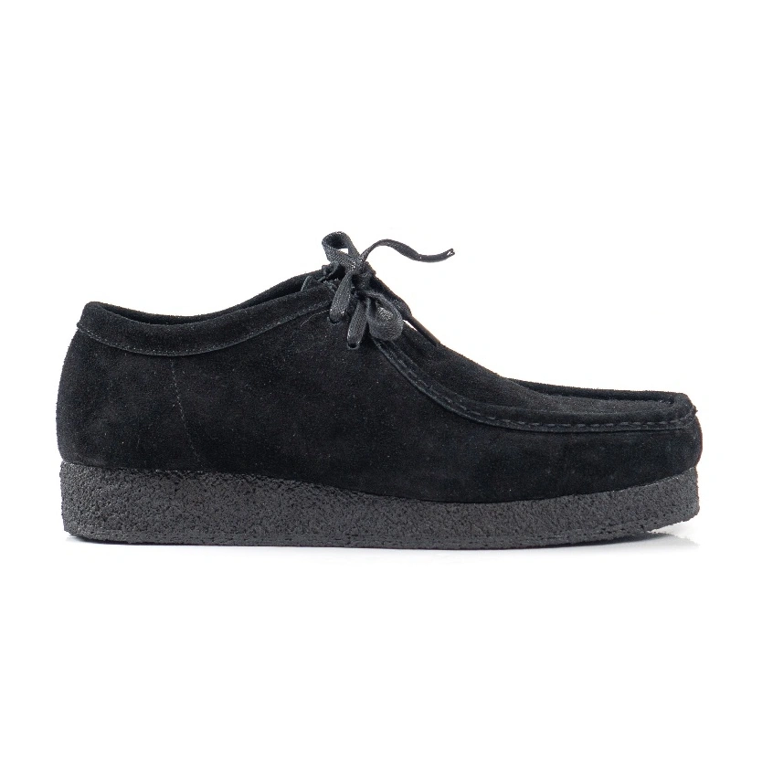 Sepatu Pria Derby Wallabee Full Black Suede  - Sepatu Kasual Pria Tali Full Black - ONETRACK