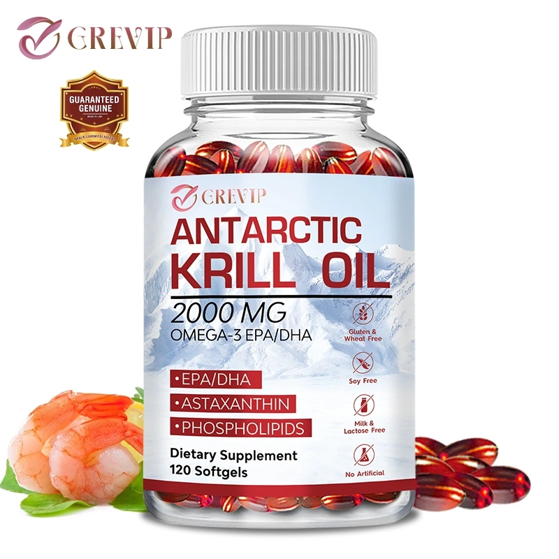 Minyak Krill Antartika 2000 mg-Dengan Omega-3 Astaxanthin - Dukungan Jantung, Otak, Kekebalan Tubuh