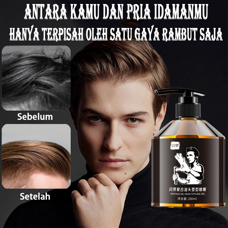 Gel rambut 280ml Minyak rambut pria dengan Pelembap Pengencangan tahan lama cepat gayanya rambut