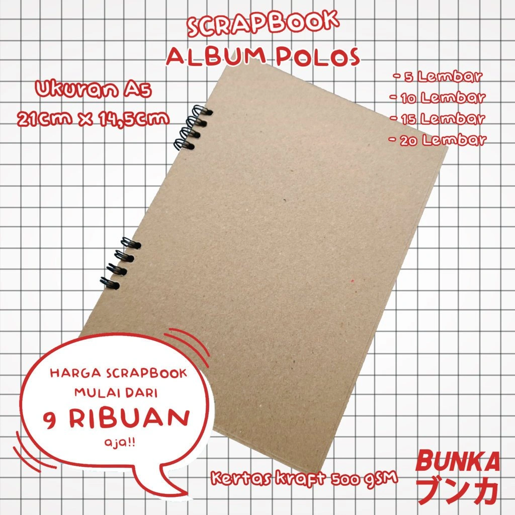 SCRAPBOOK A5 POLOS scrapbook album polos buku coklat Kertas Kraft 500 Gsm Vertical 8 Ring Vintage kado anniversary valentine cowok cewek murah Gift Hampers
