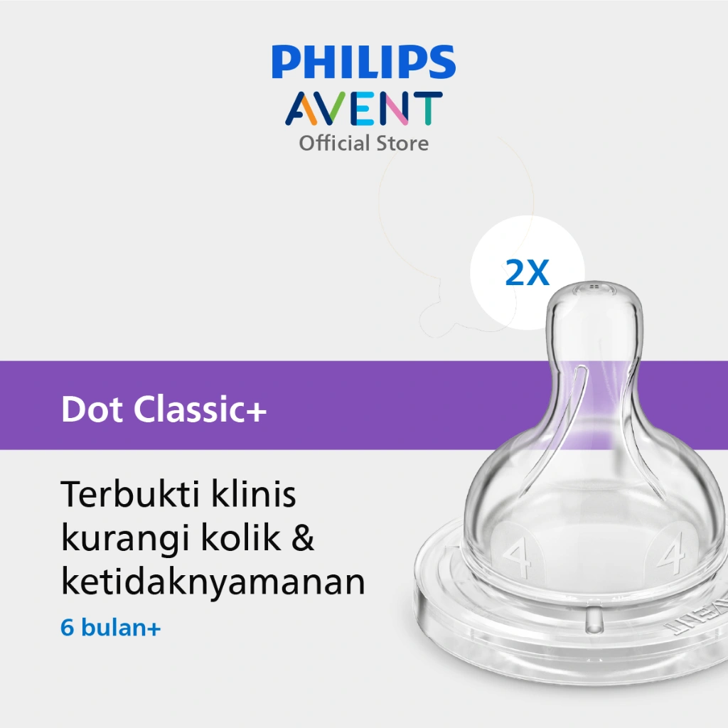 Philips Avent | Dot Bayi Botol Susu | Anti Kolik | Secara Klinis Mengurangi Kolik | 6M+ | SCF634/27