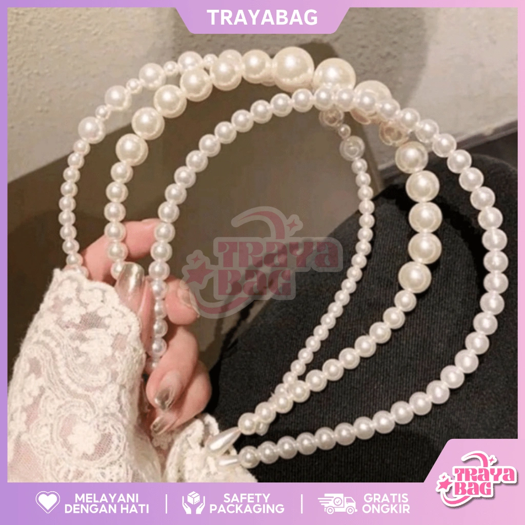 Bando Aksen Mutiara Traya Gaya Korea Untuk Aksesoris Rambut Wanita Headband Wanita Bando Pearl