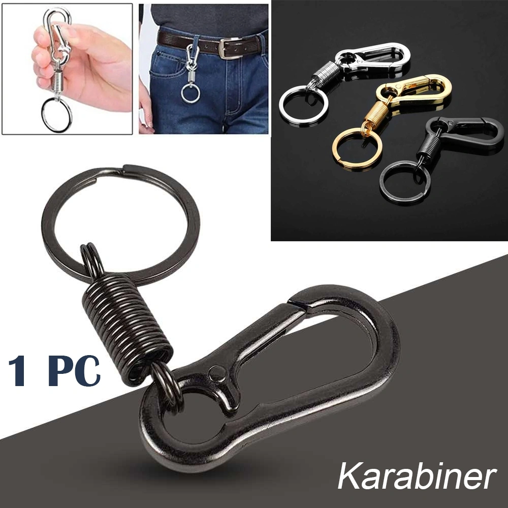 Karabiner Per Spring Carabiner 1 PC Keychain Stainless Steel Gantungan Kunci Outdoor Serbaguna
