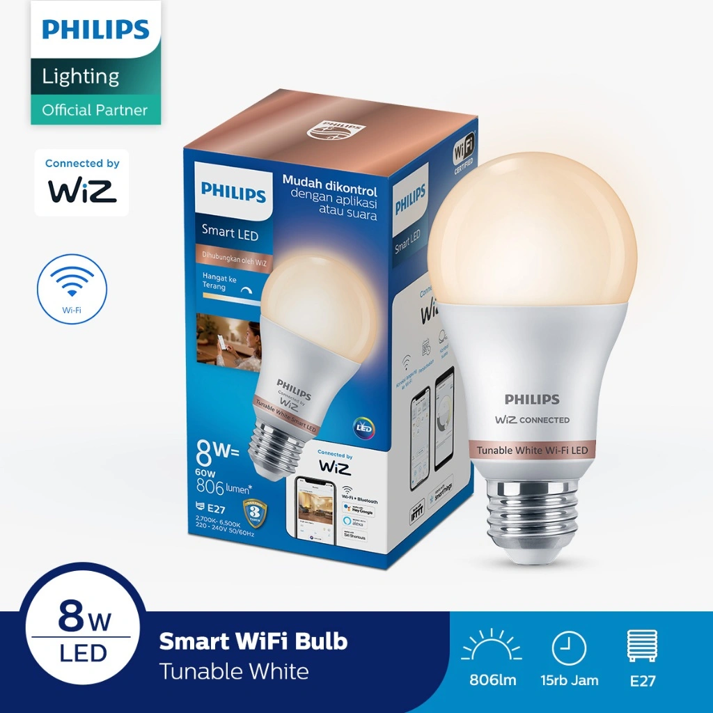 Philips Lampu Smart WiFi LED 8W With Bluetooth - Tunable White