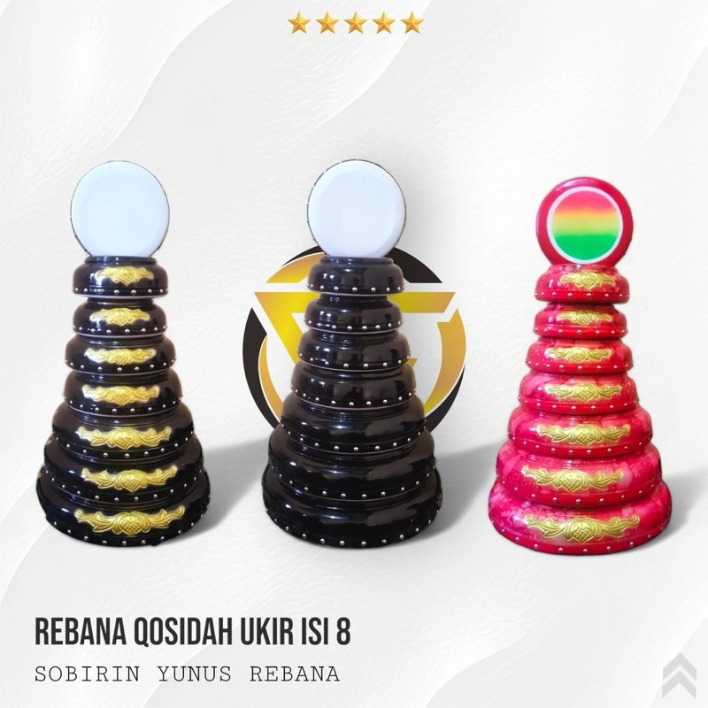 Rebana Qosidah Lasqi Ukir M Yunus isi 8 Ukiran Merk M Yunus Super Quality