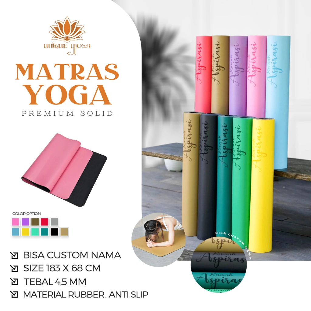 Yoga Mat Premium Solid Polos / Matras Yoga Premium Rubber Anti Slip / Premium Yoga Mat Solid / Yoga Mat Premium Rubber / Matras Pilates Yoga
