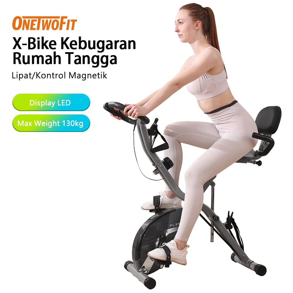 OneTwoFit X-Bike Foldable Exercise Bike With LED Monitor Adjustable Seat Magnetic X-Bike