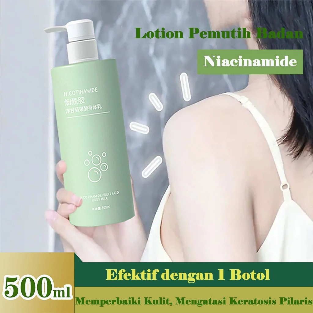 Niacinamide asam buah Whitening Body Lotion 500ml Whitening Body Lotion Pelembab Anti Penuaan