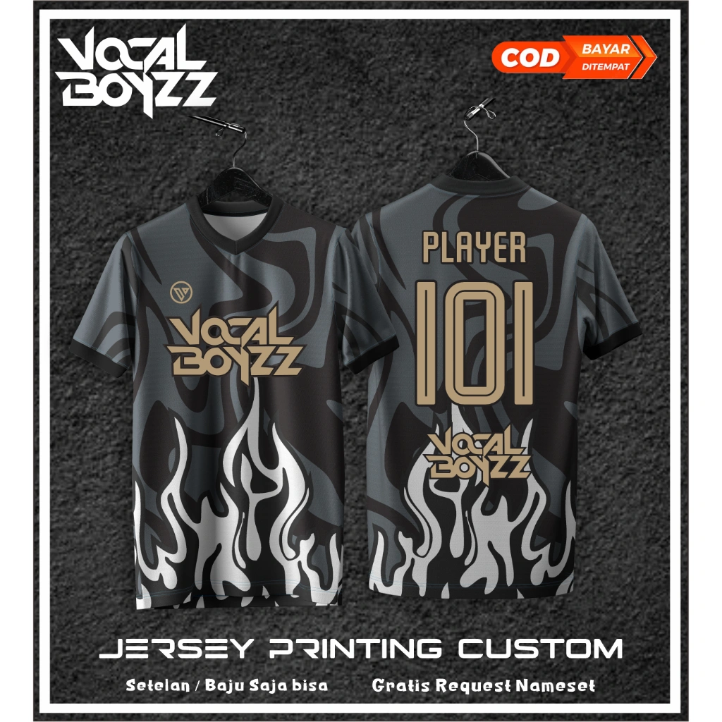 Jersey Futsal Baju Bola Printing Custom Gratis Request Nama Nomor Punggung