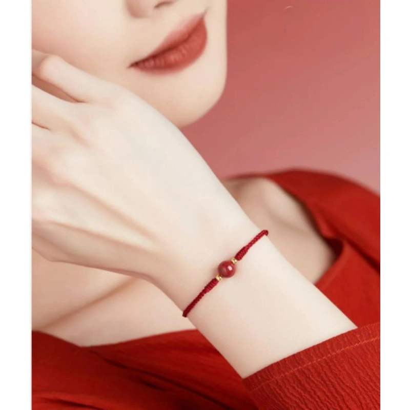 Gelang Tangan Merah Hoki Simpul Mewah Batu Pasir Merah Anti Luntur M661 Bracelets