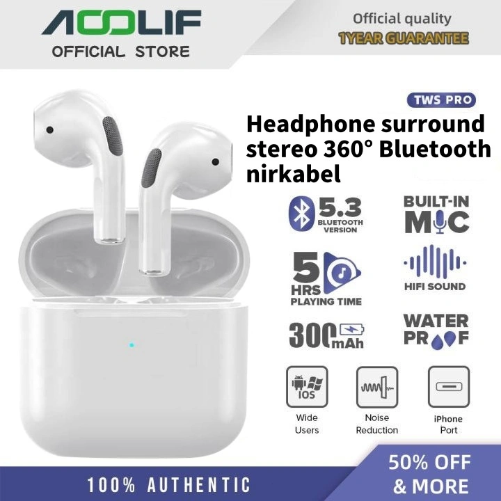 【COD】Handset Bluetooth TWS pods4 Headphone Bass Mini Tahan Air dan Tahan Earphone- Garansi 1 Tahun