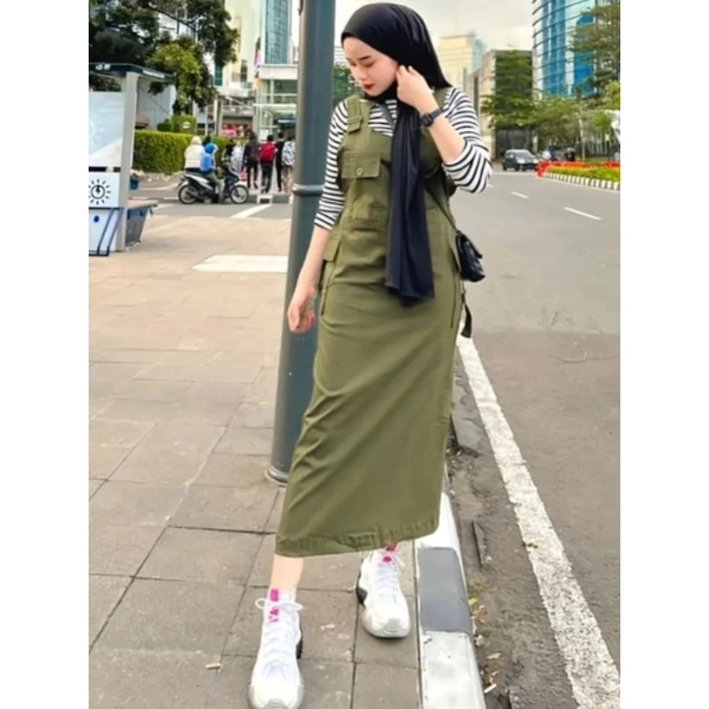 overall jumpsuit cargo korea style katun twel premium berkualitas