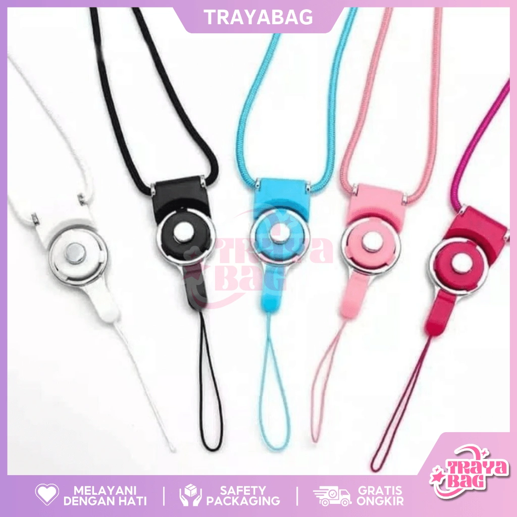 Kalung Tali 2in1 Gantungan HP Alker AH007 gantung leher Nametag Flashdisk Name Tag Id Card Strap kartu idcard - XOBOX