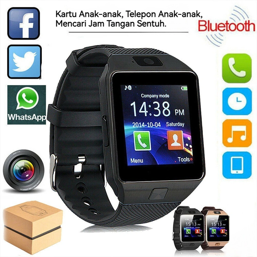 Jam Tangan Hp Pintar Smartwatch Dz09T LED Bluetooth Sport Remote Camera music Monitor Smartwatch Touch Screen Waterproof