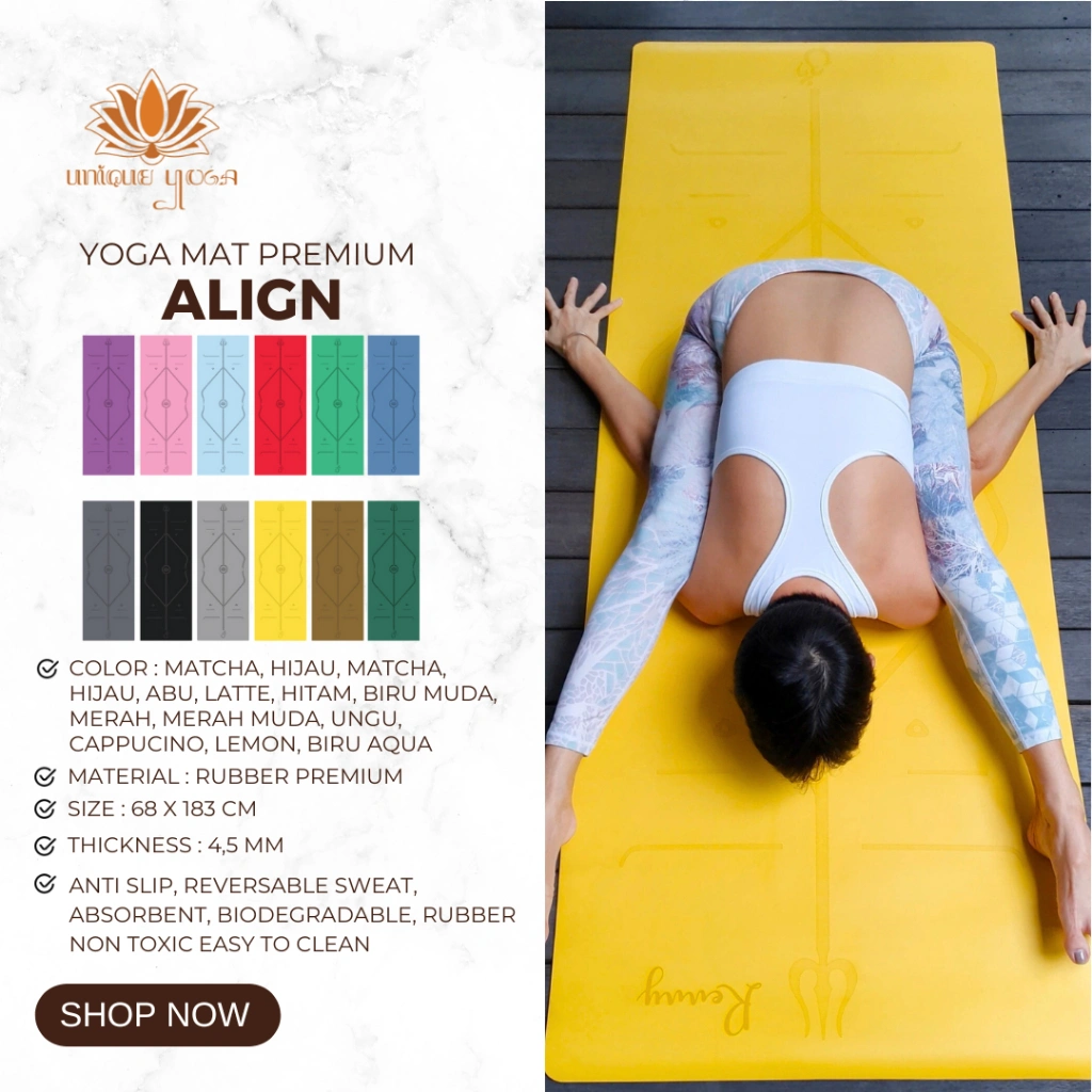 Matras Yoga / Yoga Mat Premium Align Rubber / Alas Olahraga Pilates / Matras Yoga