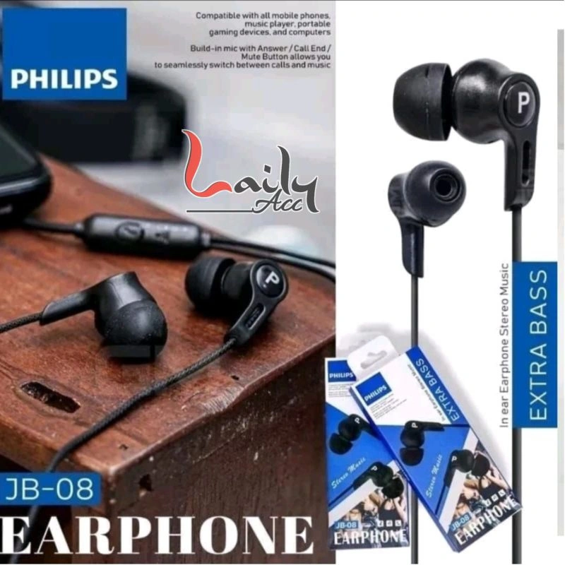Headset Heandfre Philips+ Mic JB 08 Stereo Extra Bass Hf