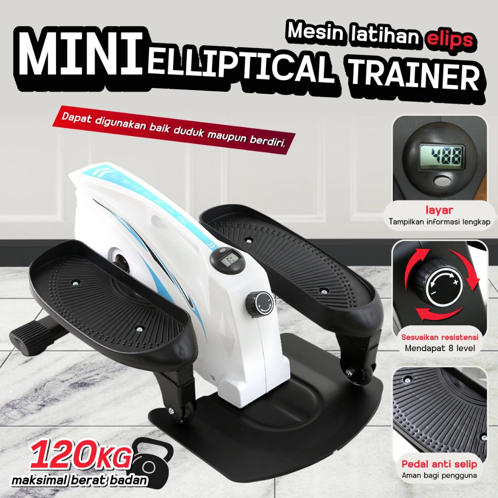 BG SPORT Mini Stepper Elips Gym Alat Fitness Portable Elliptical Bike Mini Exercise