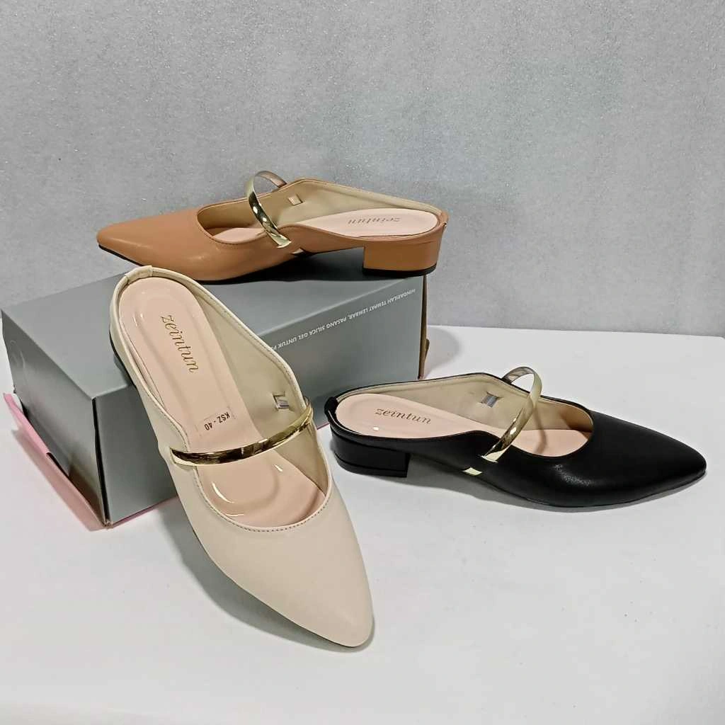 Sepatu Sandal Slop Wanita Manohara kekinian Heels Mules Hak 3cm