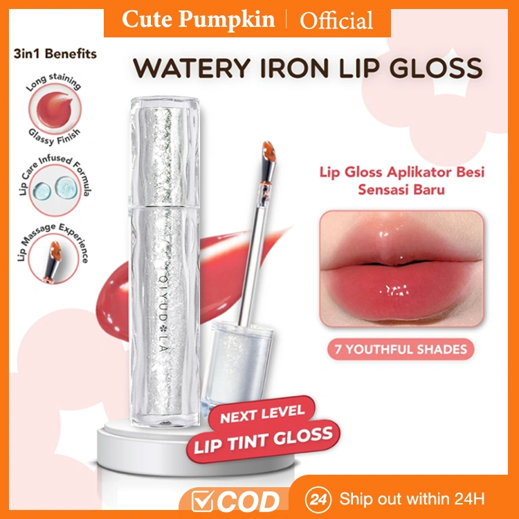 [Ready] 2ini1 Watery Iron Lip Gloss Lipstik + Lip Massager Next Level Liptint Gloss  Long Wear Transferproof Glossy