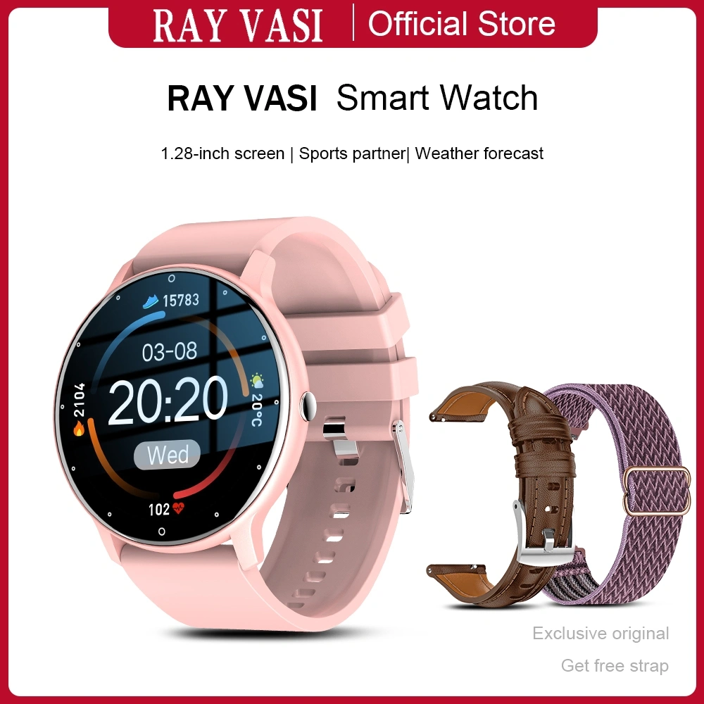 Rayvasi SmartWatch Wanita | Waterproof | Heart Rate Monitor | 1.28-Inch Screen | Bluetooth Call | Wallpaper Kustom | Jam Wanita Pria