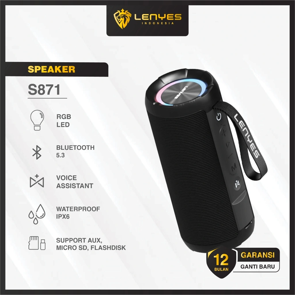 LENYES S871 60W Wireless Speaker Bluetooth 5.3 Portable RGB Light TWS Waterproof IPX6