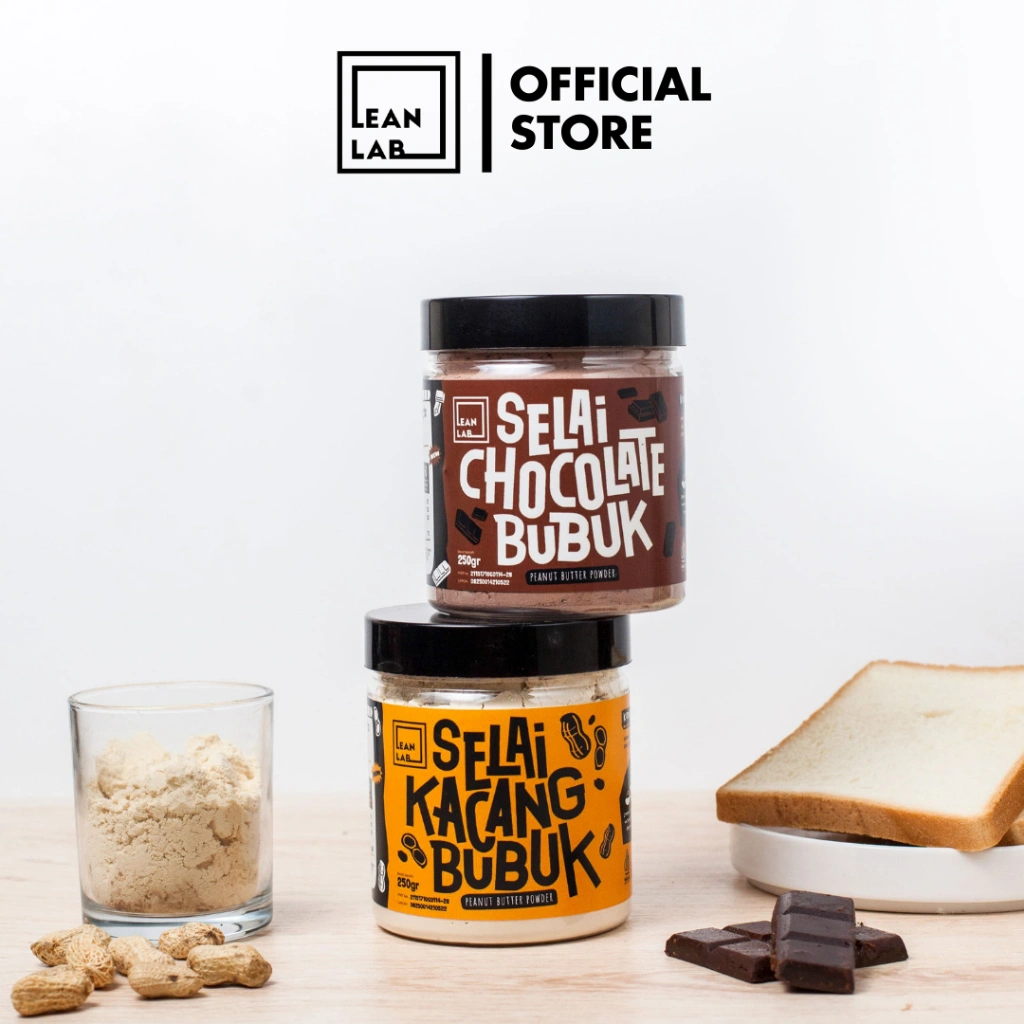 Lean Lab Selai Starter Pack (250gr x2) Peanut + Chocolate Powder (Vegan, Gluten Free, Low Fat)