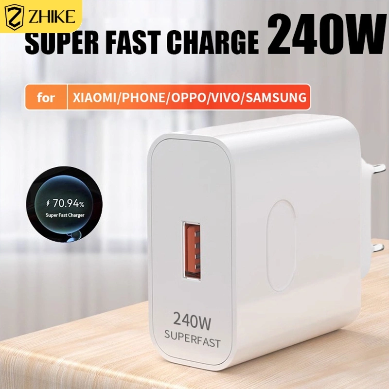 ZHIKE Kepala Charger Fast Charging Type C USB Adapter PD 240W Charger HP Cepat Tegangan Masukan Mendukung 100-240V Pengisian Daya Pengisi Daya Dinding Universal EU Plug